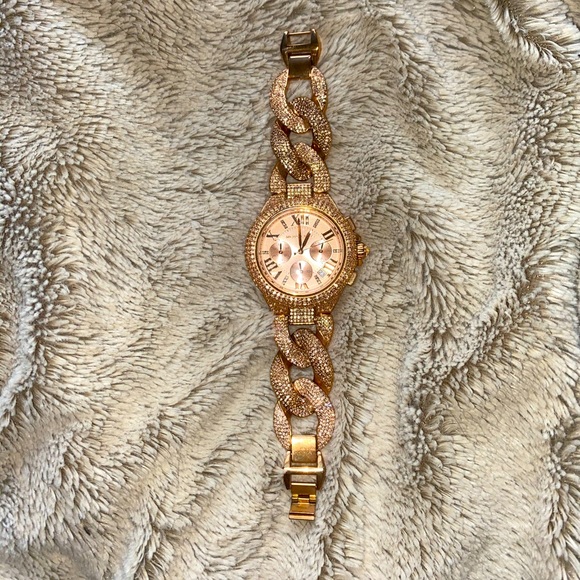 Michael Kors Rose Gold Diamond link Watch - Picture 1 of 4